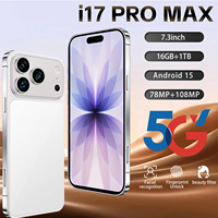 Teléfono Inteligente I17 Pro Max Edición India 5G, Pantalla de 7 Pulgadas, Cámara IA de 108MP, 8000mAh, 16GB, 1TB, Multilingüe, Doble SIM, Ranura para Tarjeta TF, Android Económico