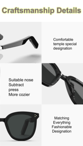 BGY10-E thông minh Bluetooth kính mát mới thiết kế khung âm nhạc chơi điện thoại-cuộc gọi ai thời gian thực dịch kính thông minh - Product Image 3