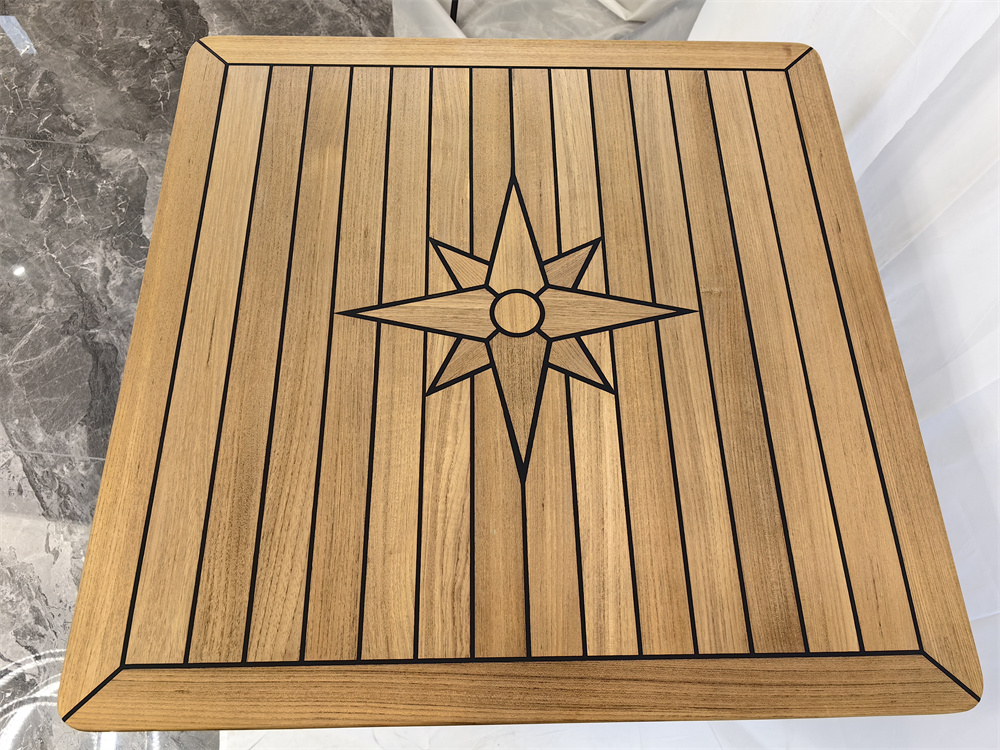 ボートスクエアチークテーブルトップ650x65/800x800mm、25.6x25