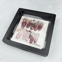 Ongles artificiels faits à la main style arc en forme d'ongle long ovale de haute qualité et réutilisable