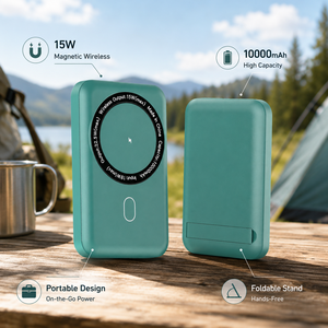 พาวเวอร์แบงค์แม่เหล็ก 10000mAh รุ่นใหม่ปี 2026 พร้อมขาตั้งปรับได้ 45 องศา ผิวสัมผัสนุ่มแบบด้าน สำหรับ iPhone 17 16 15 <span class=keywords><strong>Pro</strong></span> Max - Product Image 5