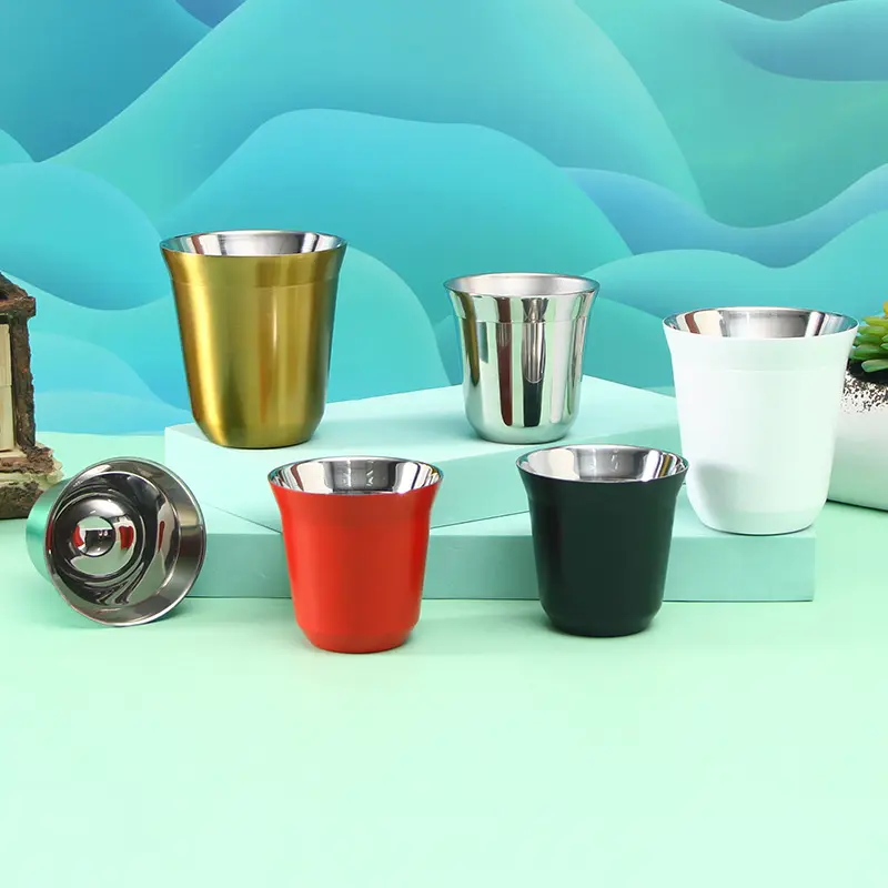 Gelas Minum Kopi Tumbler, Gelas Minum Minuman Anggur Kecil, Gelas Minum Stainless Steel Berkemah Luar Ruangan