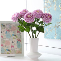 Rose artificielle de haute qualité, toucher réaliste, en soie et latex, blanche et rose, David Austin, pour la décoration de mariage et de fête