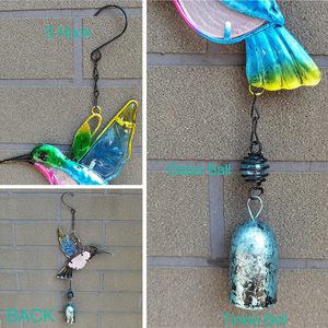 Campanas de Viento de Vidrio Fundido Kingfisher con Arte de Hierro Forjado, Campana de Viento de Metal con Colibrí y Campanilla, Venta Directa de Fábrica - Product Image 5