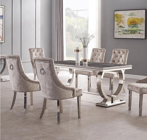 Mesa de comedor de acero inoxidable moderna de lujo, mesa de comedor de acero inoxidable de alta calidad para espacios de comedor de lujo modernos - Product Image 2