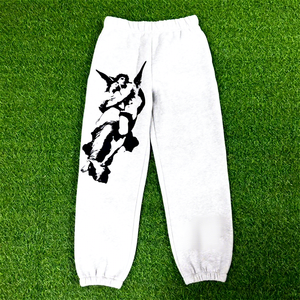 PT1142 <span class=keywords><strong>Pantaloni</strong></span> della Tuta OEM all'Ingrosso in Cotone Pesante da Uomo, Stampa Serigrafica, Larghi con Polsino e Gamba Dritta - Product Image 1