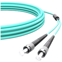 1m (3ft) Fiber Patch Cable2 Fibers ST UPC Duplex to ST UPC Duplex Multimode OM3 Riser OFNR2.0mm Tight-Buffered Aqua