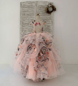 Vestido de niña de las flores de tul con bordado de encaje y espalda con abertura, vestido de fiesta para niños, vestido de cumpleaños de alta costura - Product Image 5