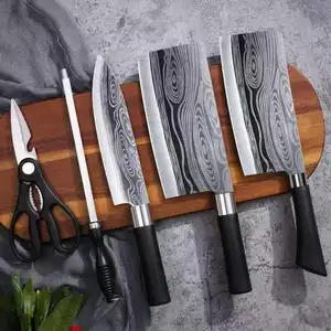 Ensemble de 5 couteaux de cuisine avec bloc forgé en acier inoxydable à haute teneur en carbone de qualité supérieure, couteaux de cuisine Super tranchants