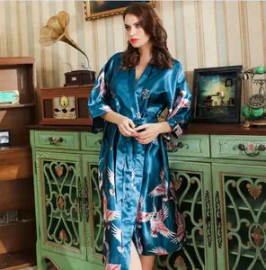 Satin Robe Frauen Dessous Nachtwäsche Seide Brautkleider Hochzeits geschenk Kimono Bademantel Nachthemd Sexy Pyjamas