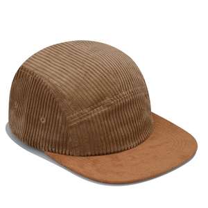 Casquette Snapback Plate Marron en Daim, Unie, Bicolore, Personnalisable, 5 Panneaux, en Velours Côtelé, Style Camp, pour Homme - Product Image 2