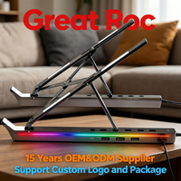 Support de bureau portable pour ordinateur portable, réglable sur 6 angles, compatible avec les ordinateurs portables de 15,6 pouces