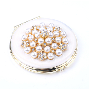 Ngọc Trai Thiết Kế Gương Bỏ Túi Với Pha Lê Và Ngọc Trai Trang Sức Cầm Tay Gương Nhỏ Gọn - Product Image 3