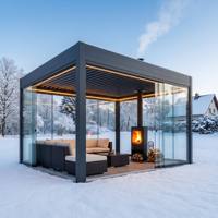 Pergola bioclimatique motorisée CE Anyhoo, résistante au vent, avec toit à lamelles, imperméable, en aluminium, pour piscine sur toit