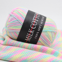 Fils de lait en coton biologique avec 3 plis, teinture spatiale, pour tricot à la main, pour bébé, 50g, vente en gros,