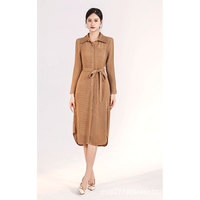 Robe Midi Plissée Empire Vintage Miyake en Maille pour Femme, Nouvelle Collection Printemps 2025, Élégante, Amincissante, à Lacets, Idéale pour le Bureau