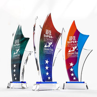 Coupes de trophées en cristal personnalisées, récompenses en verre pour la reconnaissance des employés d'entreprise, champions sportifs, anniversaire de partenariat