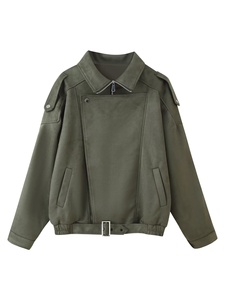OUDINA Giacca da <span class=keywords><strong>Donna</strong></span> alla Moda, <span class=keywords><strong>Oversize</strong></span>, Stile Vintage con Cintura, Casual e Sportiva, Ispirata al Motociclistismo - Product Image 6