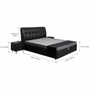 <span class=keywords><strong>Lit</strong></span> rembourré en cuir véritable moderne avec grand espace <span class=keywords><strong>de</strong></span> rangement, tête <span class=keywords><strong>de</strong></span> <span class=keywords><strong>lit</strong></span> ergonomique, cadre robuste et écologique, facile à assembler - Product Image 6