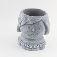 Petits pots à plantes succulentes en ciment ronds classiques pour garçon, design non revêtu, pour intérieur/extérieur, vente en gros