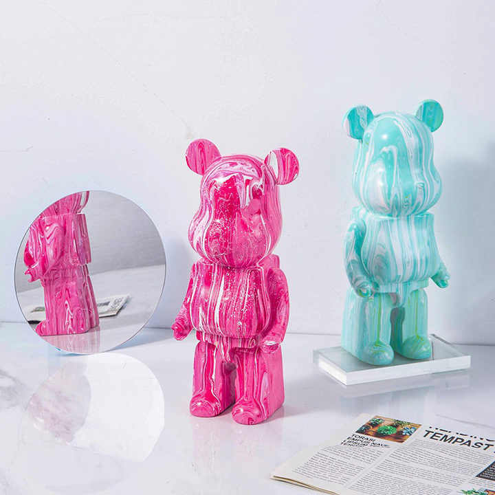 Figurine Bearbrick x Care Bears peluche Bisounours Grosfarceur 400% rose de la Collection - FR