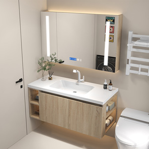 Table de toilette murale en bois massif de style européen, couleur café, avec miroir et lavabo <span class=keywords><strong>pour</strong></span> villa, hôtel - Product Image 5
