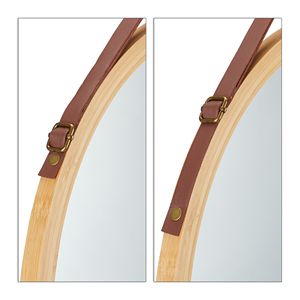 <span class=keywords><strong>Grand</strong></span> <span class=keywords><strong>miroir</strong></span> <span class=keywords><strong>mural</strong></span> rond en bambou avec corde de suspension pour salle de bain, salon, entrée - Product Image 4