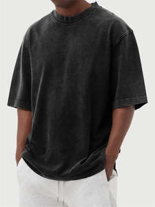 Camiseta de Algodón Personalizada para Hombre, 260 g/m², 250 g/m², Lisa, Lavado Vintage, Gruesa, Talla Grande, Fabricante de Camisetas - Product Image 2