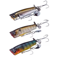 Leurre de pêche artificiel Popper 80mm 13.5g en ABS rigide imprimé, nageur avec paillettes, pour eaux peu profondes, pour la pêche au bar en lac et en rivière, yeux 3D