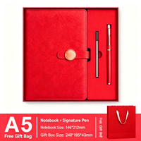 Coffret Cadeau Carnet d'Affaires Créatif Personnalisé, Agenda A5 avec Boucle, Coffret Cadeau Netbook en Cuir PU 3-en-1