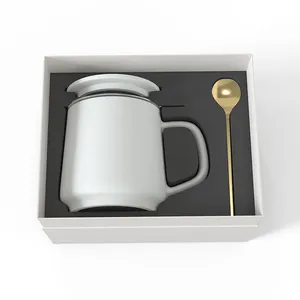 DHPO High-Fired Matte Ceramic Tea Mug With Filter Comfortable Handle Disigh Porcelain Tea Cup Set
