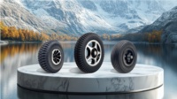6-inch Black Rubber Damper Tire Puncture Proof Flat-Free Shock Absorbing for Wheelchairs & Hand Carts