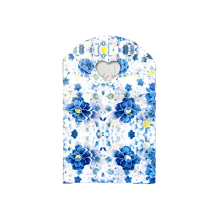 Bolsa de Compras Reutilizable <span class=keywords><strong>HOYO</strong></span> de 13 x 21 cm (5.1 x 8.3 Pulgadas) con Diseño Floral <span class=keywords><strong>Azul</strong></span> Elegante, Flores Vibrantes al Estilo Acuarela y Asa en Forma de Corazón - Product Image 1