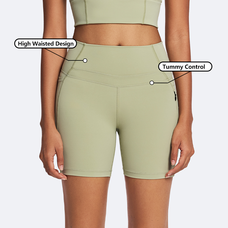 ODM High Quality Eco-Friendly Four-Way Stretch Breathable Elastic Waist Women's Summer Workout Running Sports Biker Yoga Gym