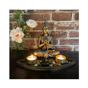 Vendita calda resina di alta qualità resina incenso seduto statua di Buddha portacandele Zen Kit da giardino per la decorazione della scrivania - Product Image 1