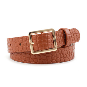 Nuevo Cinturón con Patrón de Cocodrilo para Mujer, Cinturón de Cuero con Hebilla Cuadrada a la Moda para Vestido, Pantalón Vaquero - Product Image 5
