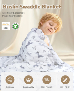 新生児用セキュリティブランケット竹綿ソフト幼児用バスタオル2層モスリン赤ちゃん用おくるみブランケットカスタマイズ - Product Image 5