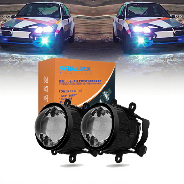 3 Inch Dual Laser Direct Projector Fog Light, LD-7 Model 70W 6000K, Perfect Cutoff Line, Universal Bi-LED Car Headlight Lens