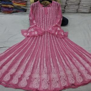 เดรส anarkali มีสไตล์ที่สวยงาม | ชิคาคาริริอัลโลเวอร์พร้อมงานปักด้ายหนาชุดประจำชาติล่าสุดสำหรับผู้หญิง - Product Image 1