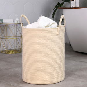 Nordic Style Linen Cotton Laundry Basket Round Foldable <b>Large</b> Capacity Household Storage <b>Bin</b> For Clothes Toys - Product Image 2