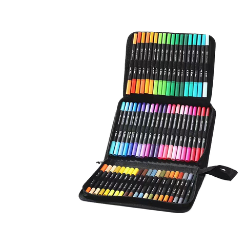 Professional Dual-Tip Chinese Lettering Double Fine Sketch Marker Pens Colouring Calligraphy Art Markers Set