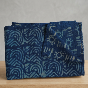 Proveedor estrella Indigo teñido bloque estampado tela Kantha Vintage Manta - Product Image 3
