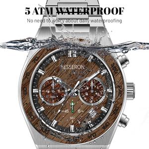 Relojes de Cuarzo Analógicos de Acero Inoxidable para Hombre, Nuevo Diseño, Esfera de Madera, Cristal Resistente, Estilo Lujoso, Importación Japonesa, Estilo Ejecutivo - Product Image 4