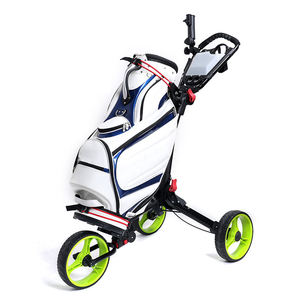 Chariot de golf à 3 roues avec cadre en aluminium, poignée réglable et porte-gobelet, livraison rapide - Product Image 1