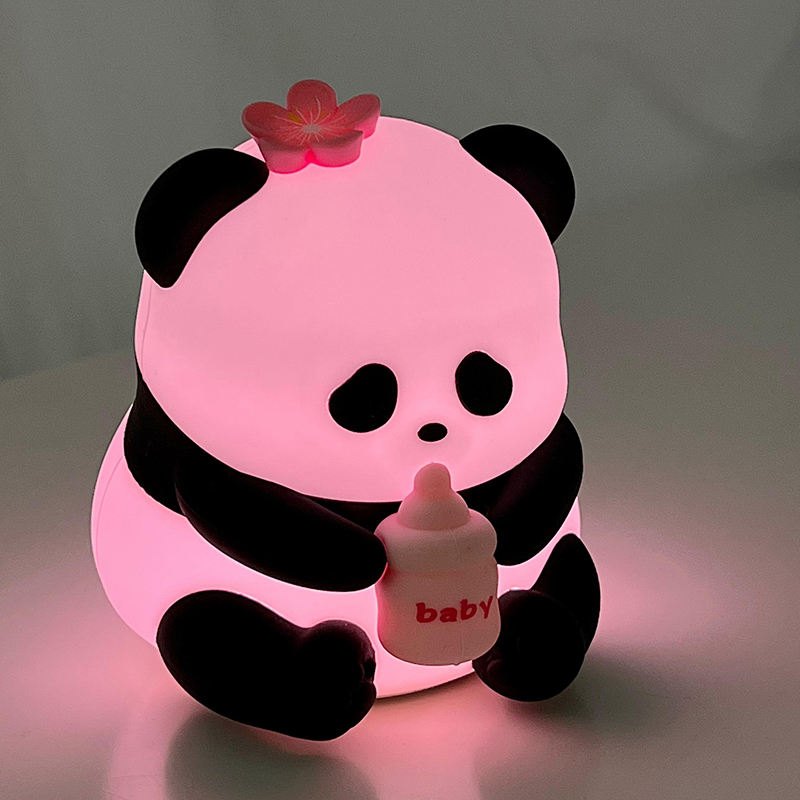 Silicone Panda Lamp 1200mahTap Control Warm White Breathing Table Light Portable USB Rechargeable LED Light