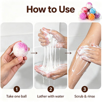 Suiker Body Scrub Bal OEM ODM Private Label Fruitig Geurende Exfoliërende Douche Scrub Bal voor het Verwijderen van Dode Huidcellen en Gladde Huid