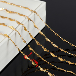 Aceworks Leaf Link <b>Chain</b> | 18K PVD Gold Plated Stainless Steel Handmade <b>Chain</b> for DIY <b>Necklace</b> Bracelet Anklet Making - Product Image 3