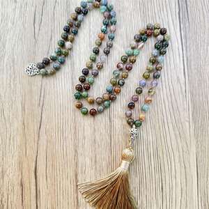 Bulk antike authentische schwarze 108 buddhistische jap-a tibetische Aquamarin Mala Perlen Kristall und Rosenkranz Chirstianität Meditation - Product Image 6