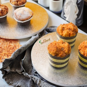 Base para Pastel Sunshine de 12 mm de Grosor, Dorada y Plateada, para Cumpleaños, Bodas y Fiestas, con Estampado en Relieve - Product Image 1