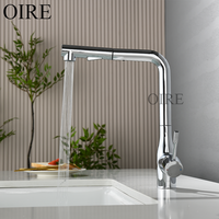Robinet de cuisine en alliage de zinc chromé certifié CE, avec douchette extractible rotative à 360 degrés, mélangeur eau chaude/froide, céramique, pour hôtel